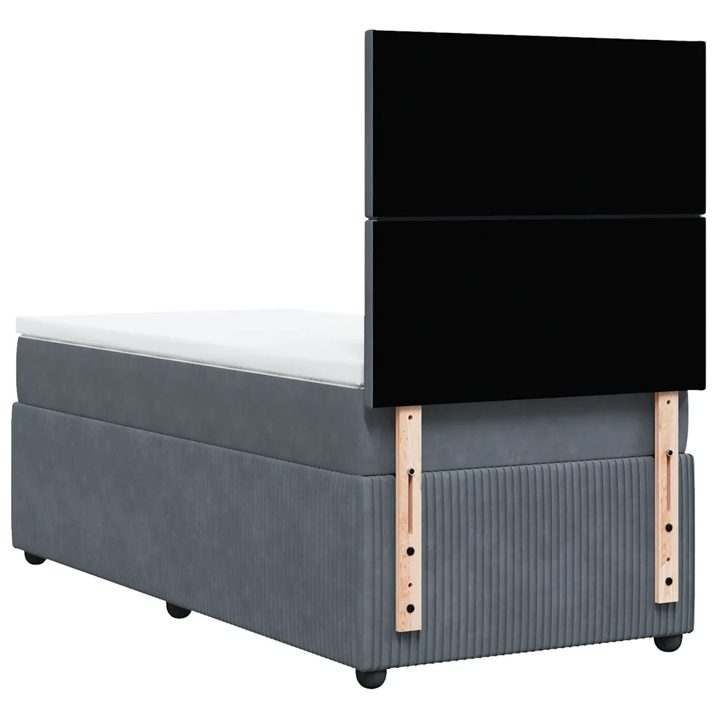 Giroletto a Molle con Materasso Grigio Scuro 90x200 cm Velluto