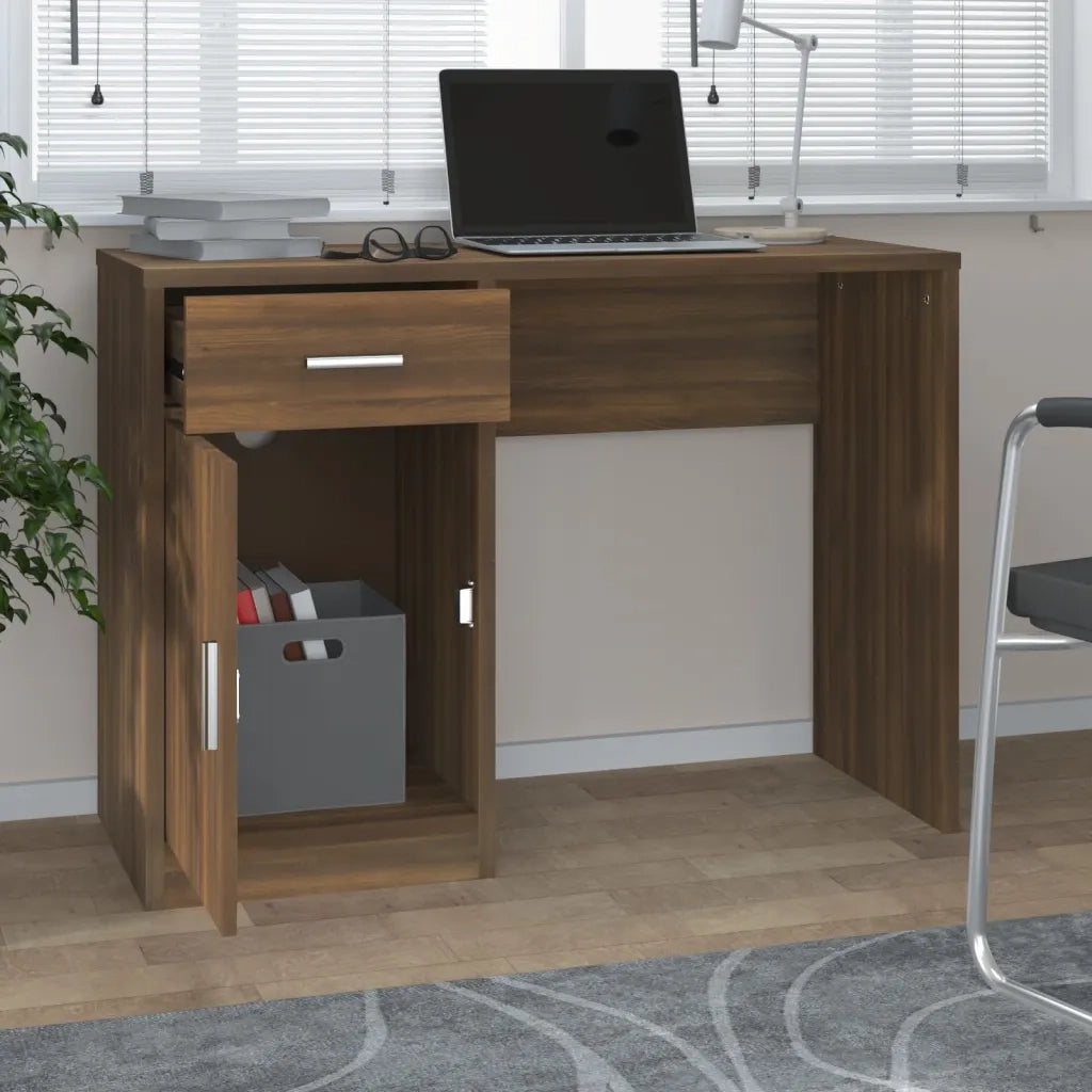 Scrivania Cassetto rovere marrone 100x40x73cm Legno Multistrato 342658