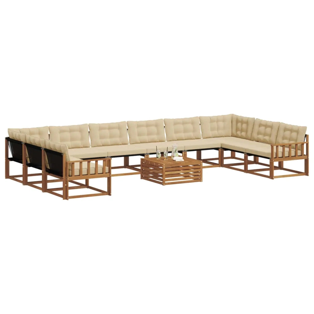 Set di divani da esterno con cuscino 11 pcs Naturale e Beige