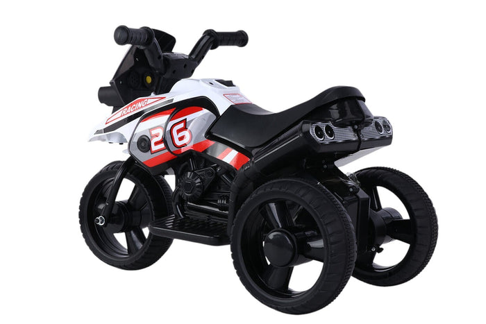 Moto Elettrica per Bambini 6V 3 Ruote con Suoni e Luci Bianco