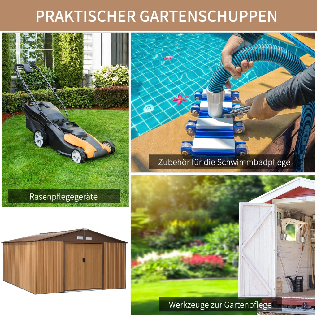 CASETTA da giardino 340x386x200 cm in acciaio gialla con 2 porte scorrevoli