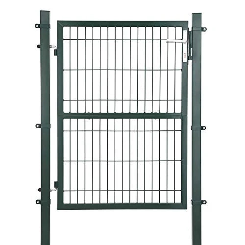 Cancello in acciaio zincato Cancello per recinzione Cancello da giardino Robusto e durevole con serratura Maniglia e chiave di qualità 106 x 125 cm (L x A) Verde 12_0001887