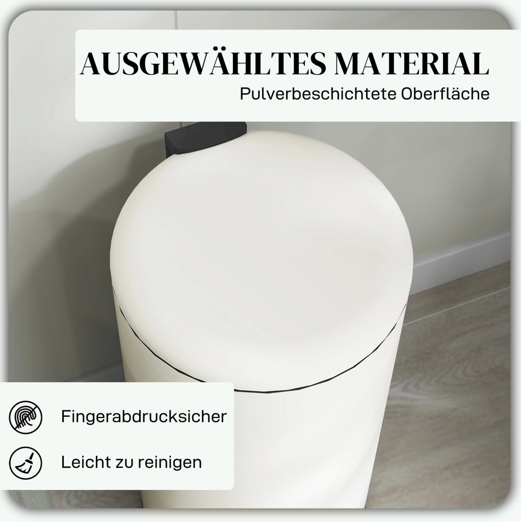 Cestino a pedale 30 L con coperchio silenzioso avorio