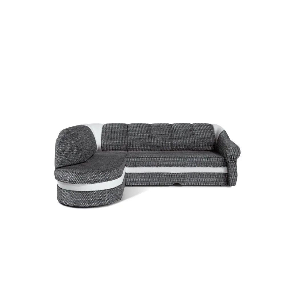 Divano angolare sinistro convertibile BENANA 250 cm grigio e bianco con contenitore