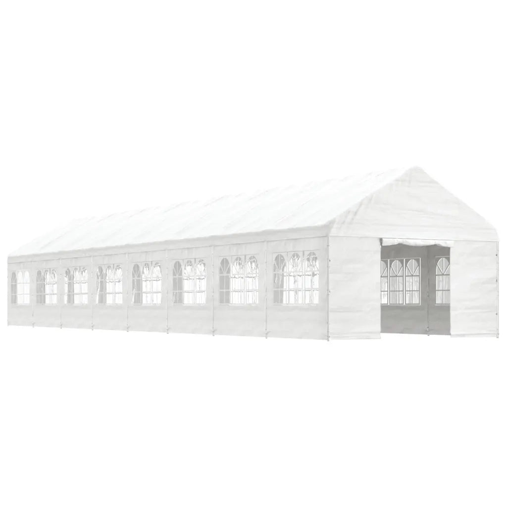 Gazebo con Tetto Bianco 17,84x4,08x3,22 m in Polietilene 3155492