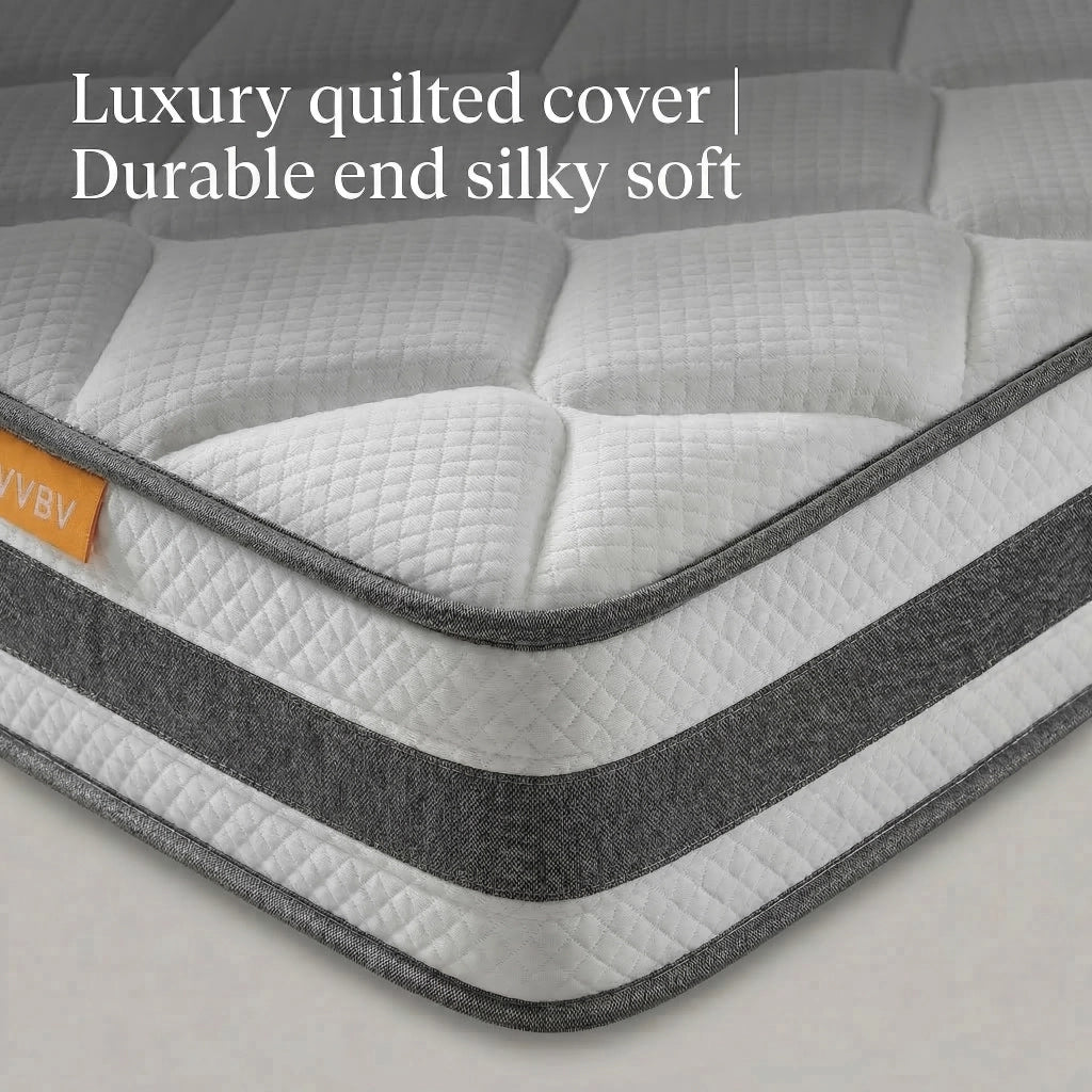 Materasso 90/140/160/180 × 200 cm con molle insacchettate e doppio strato in schiuma, rivestimento traspirante, bianco