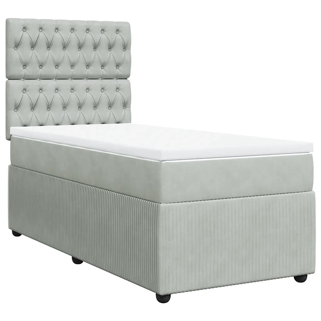 Giroletto a Molle con Materasso Grigio Chiaro 90x200 cm Velluto