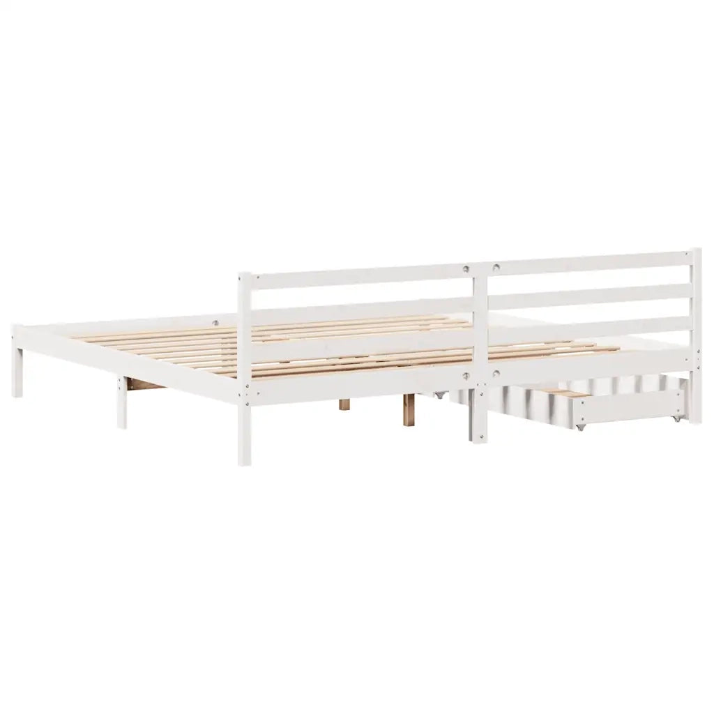 Giroletto senza Materasso Bianco 200x200 cm Legno Massello Pino
