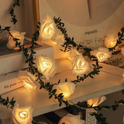 8 lumi di fiori artificiali a luce LED, 20 LED, 5 metri, alimentati da batterie, bianco caldo, impermeabile all'acqua, adatto per interni ed esterni, per feste, matrimoni, compleanni e decorazioni.