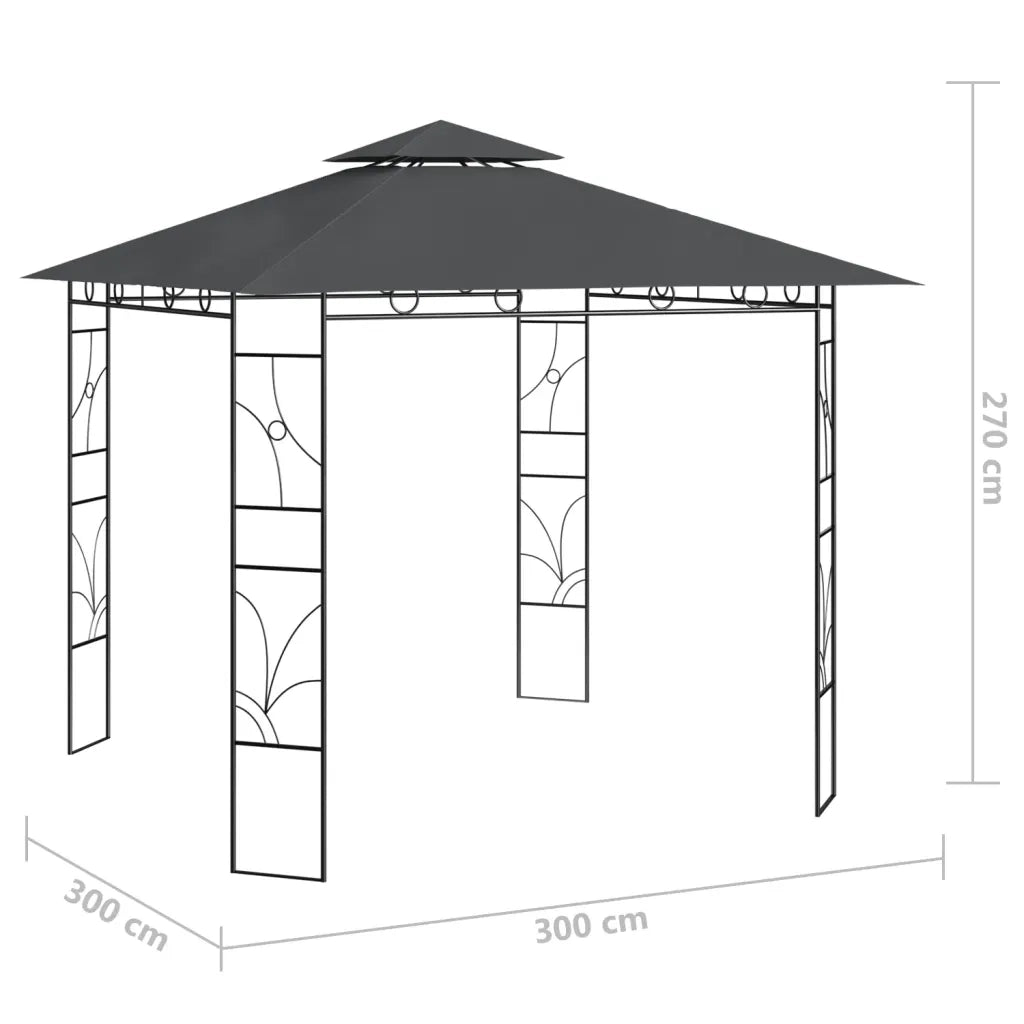 Gazebo 3x3x2,7 m Antracite 160 g/mÂ² cod mxl 66145