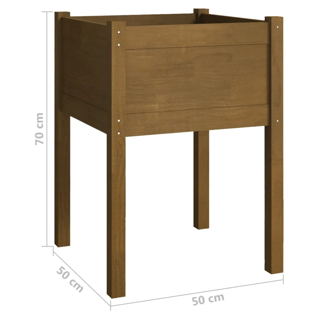 Fioriera rialzata per piante fiori giardino terrazze set da 2 50 x 50 x 70 cm legno di pino massiccio marrone 02_0038996