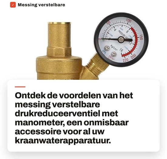 Regolatore di pressione idrica adattabile - Valvola di riduzione di pressione - Manometro - Interruttore di pressione - Apparecchiatura per il controllo della pressione dell'acqua - Finestra dorata - Regolatore di pressione dell'acqua
