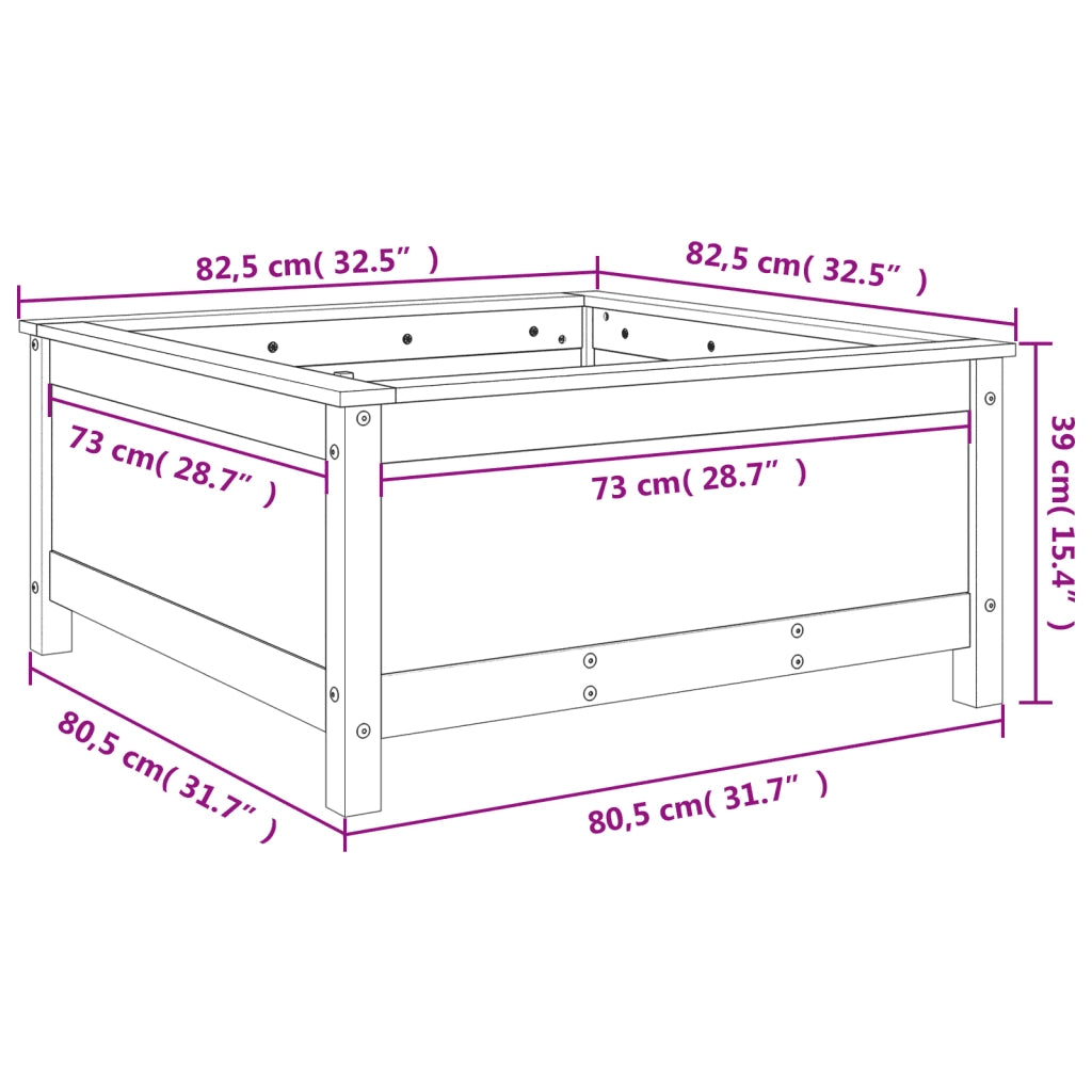 Fioriera da Giardino-Vaso da Esterno 82,5x82,5x39 cm in Legno Massello Douglas