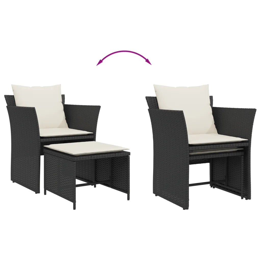 Poltrona da Giardino con Poggiapiedi in Polyrattan Nero CFW5742401
