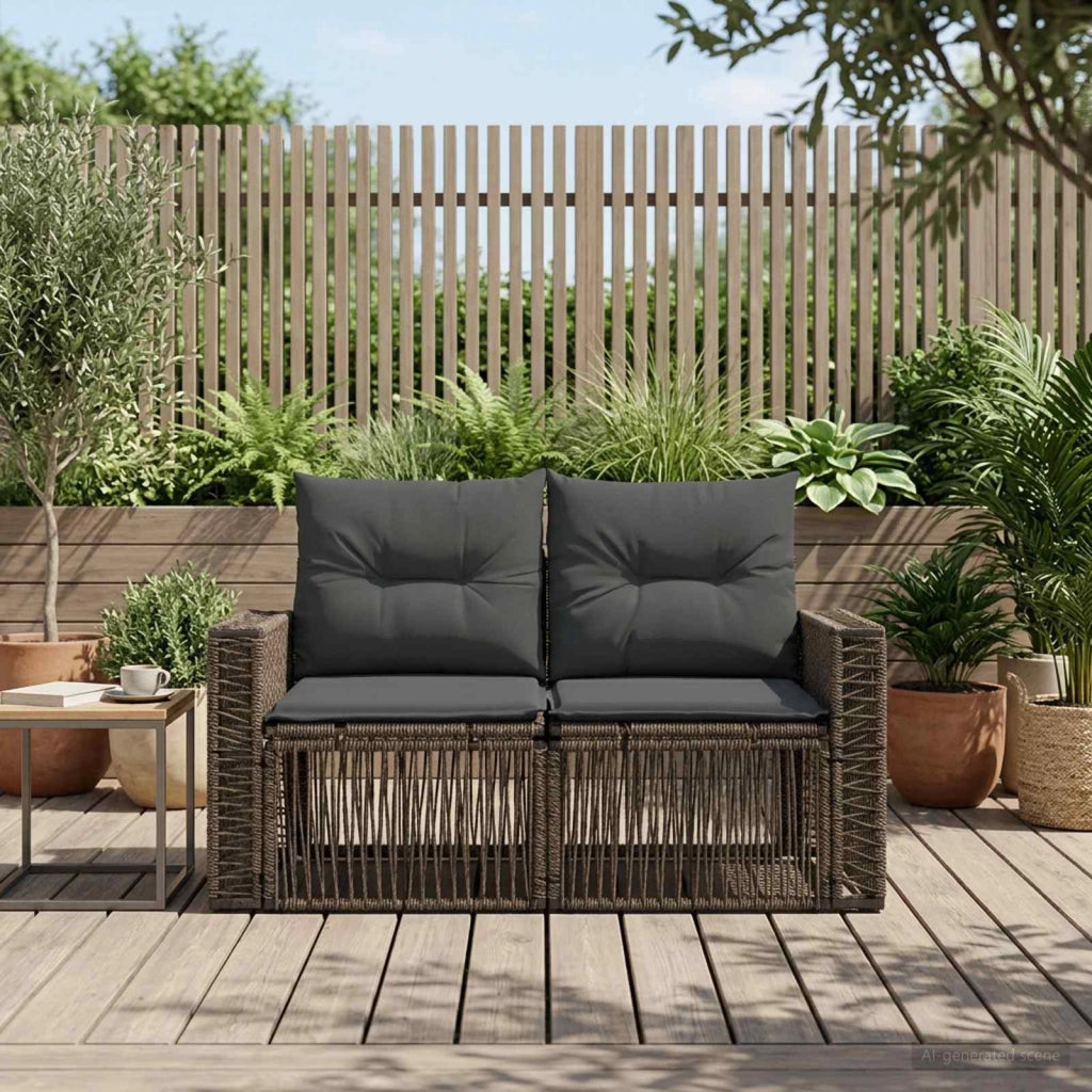 Divano da giardino 2-Numero di posti Grigio polyrattan 42026699
