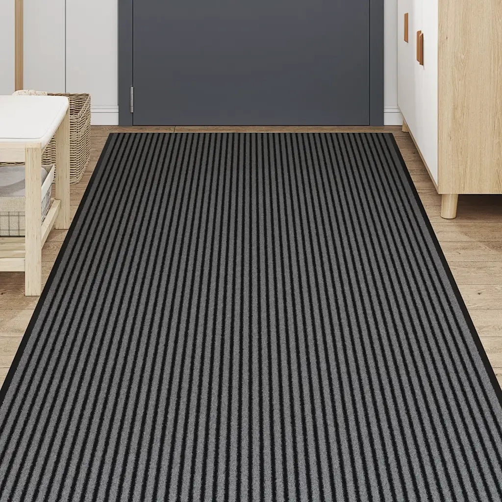 vidaXL Zerbino a Strisce Nere e Grigie 115x400 cm