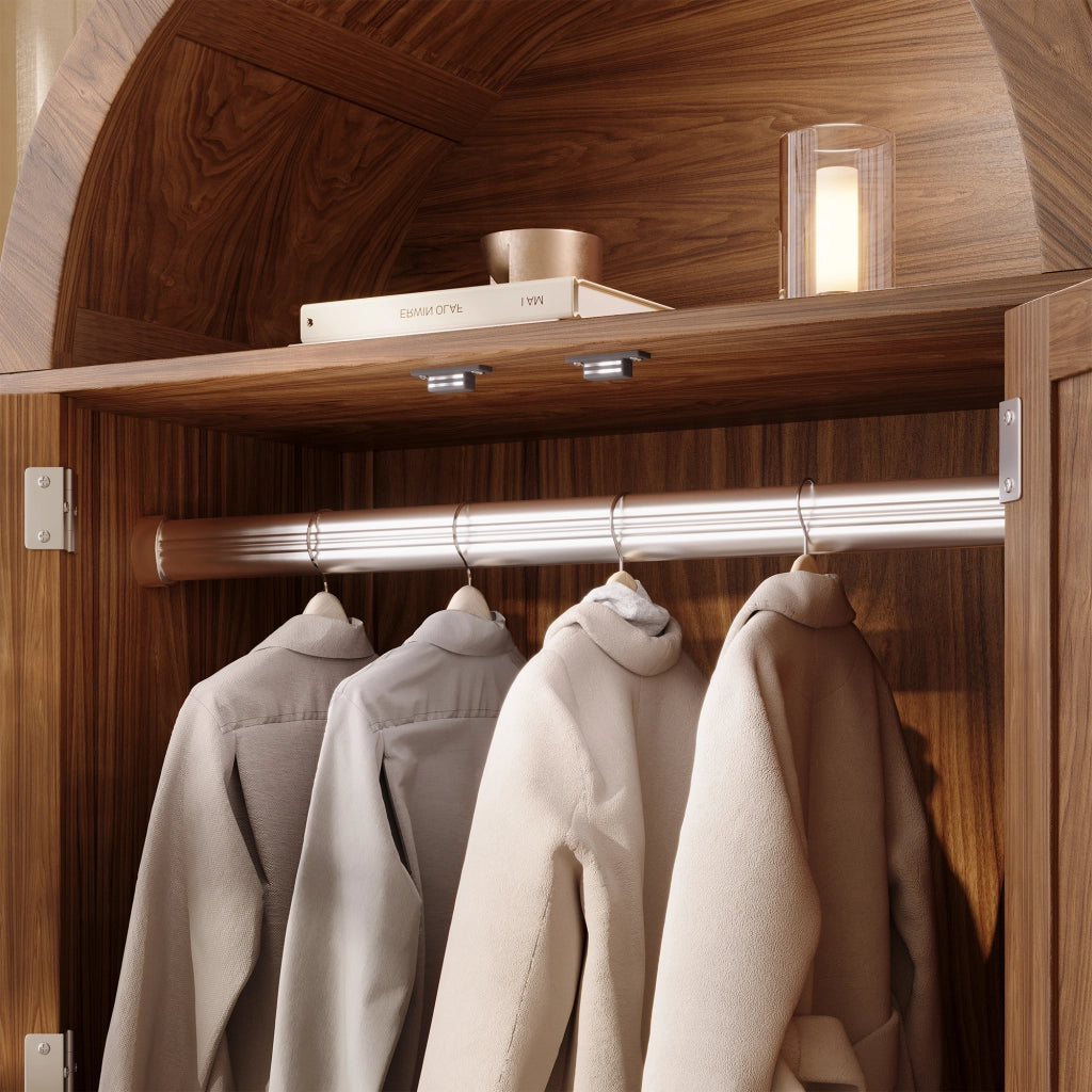 Armadio con 2 ante, 2 cassetti, vano aperto e asta, stile country, per camera da letto, noce, 181 × 78 × 45 cm