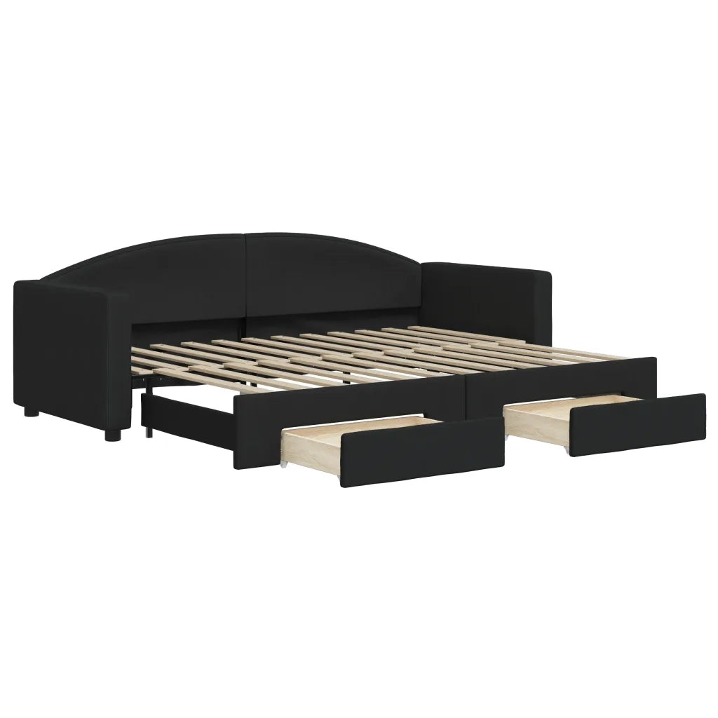 Divano Letto Estraibile con Cassetti Nero 80x200 cm in Tessuto 3197221