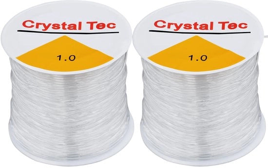 Corda Elastica 20 m - Raccordo Trasparente - Spessore 1 mm - Corda Resistente - Per Collane/Accessori - Set a 2 Filamenti - Corda per Collane
