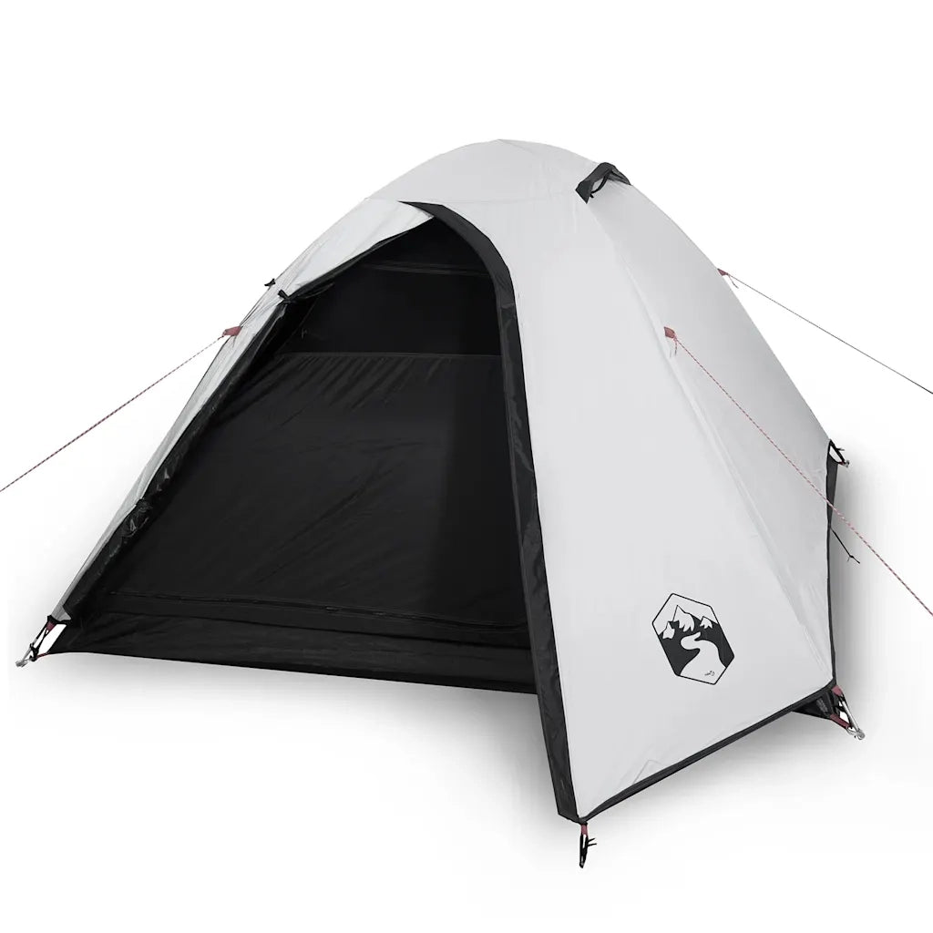 Tenda Campeggio a Cupola 3 Persone Bianca Tessuto Impermeabile 94334