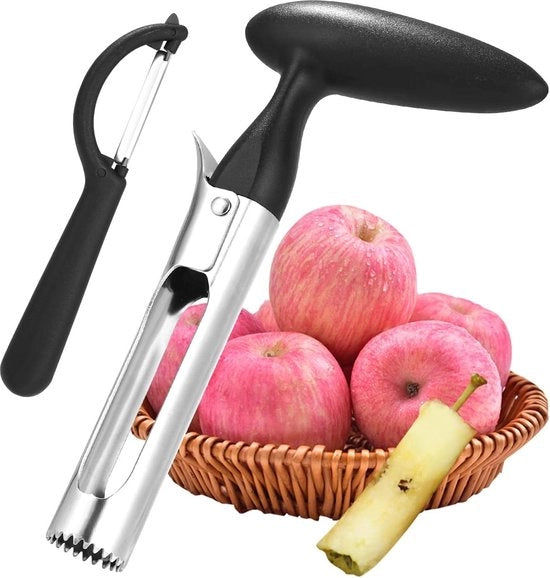 Uitstekker per mele con manubrio - Lama in acciaio inossidabile - Aiutante per la preparazione delle mele Utensile per tagliare mele