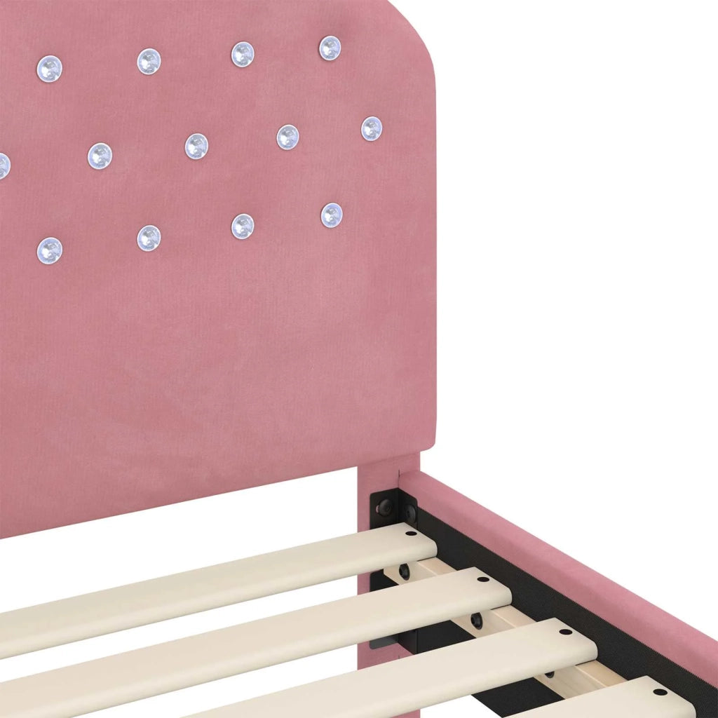 Struttura letto bambini con testata-Giroletto per bambini Rosa 90 x 200 cm Velluto 120569