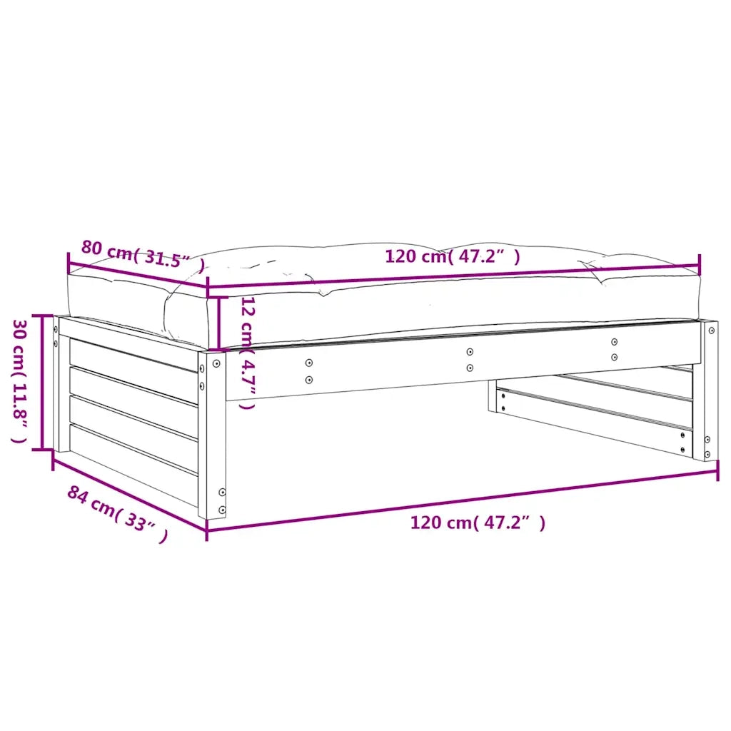 Sedia da giardino-Poggiapiedi da Giardino 120x80 cm in Legno Impregnato di Pino 789984