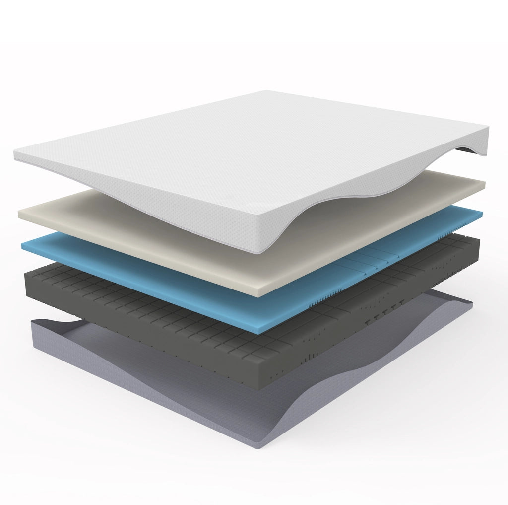 Materasso in schiuma reversibile H3/H4 con rivestimento sfoderabile bianco e grigio