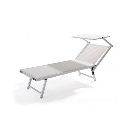 LETTINO PRENDISOLE DA GIARDINO IBIZA BIANCO CON TETTUCCIO 186X59X36 CM