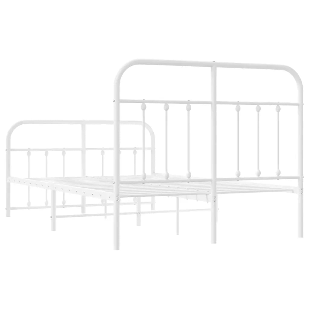 Giroletto con Testiera e Pediera-Struttura Letto Metallo Bianco 120x200 cm 218014