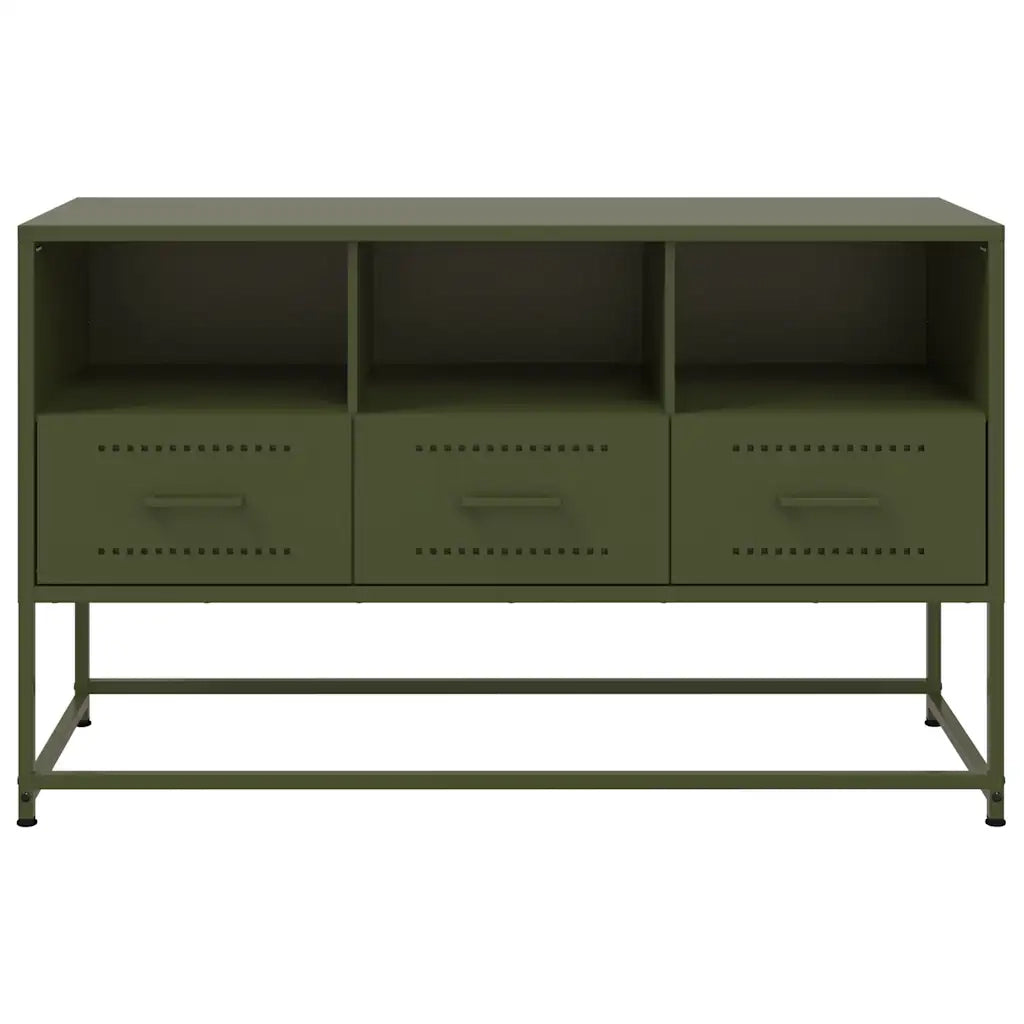 Mobile TV Verde Oliva 100,5x39x60,5 cm in Acciaio 846546