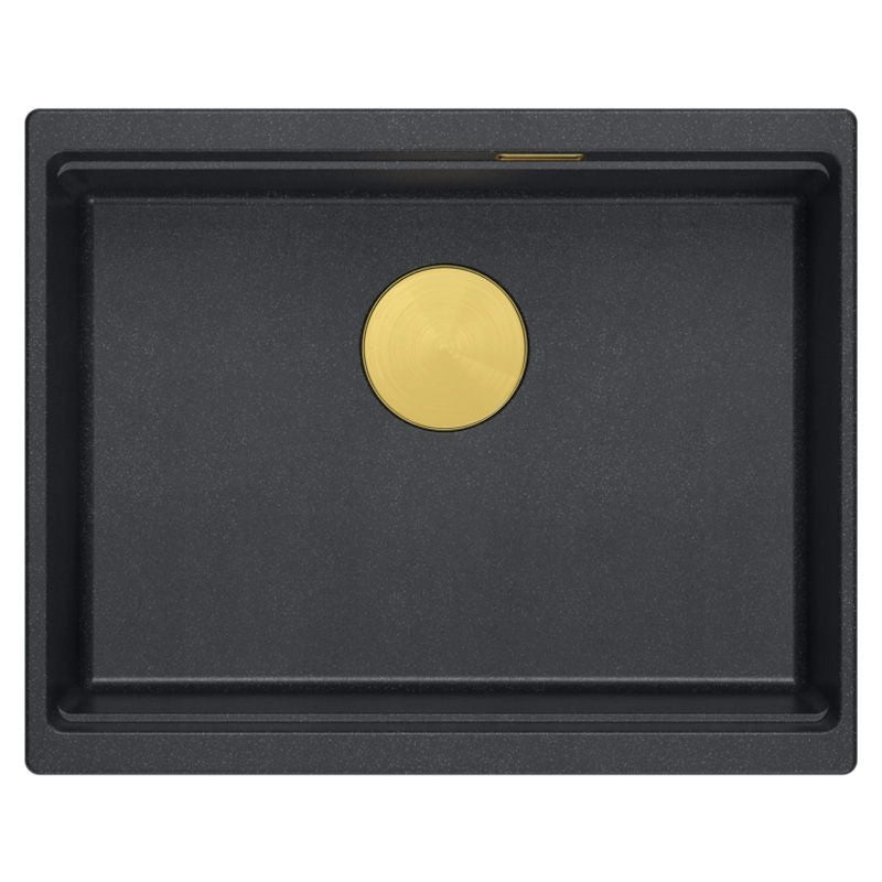 Lavello In Granito Logan 100 Black Metallic Tappo oro