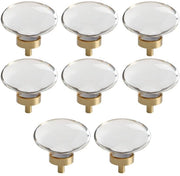 Pomelli per mobili 8 pezzi - Cappelli rotondi in cristallo d'arte - Maniglie di vetro per porte - Base a grilletta zincata - Luccichio metallico - Utilizzo duraturo