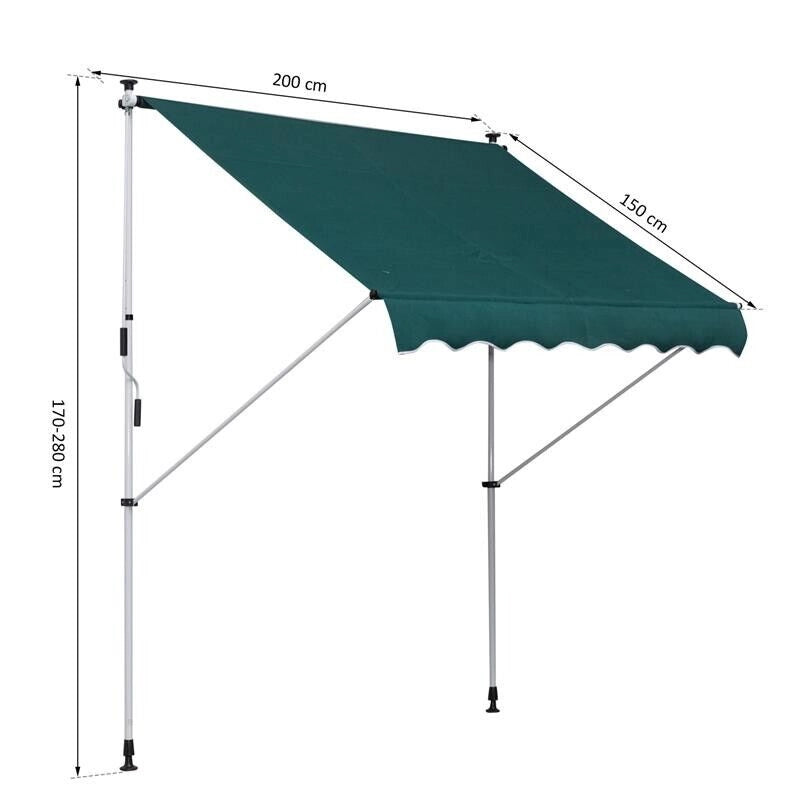 TENDA DA SOLE CON MANOVELLA E ANGOLO REGOLABILE 200 X 150 CM VERDE