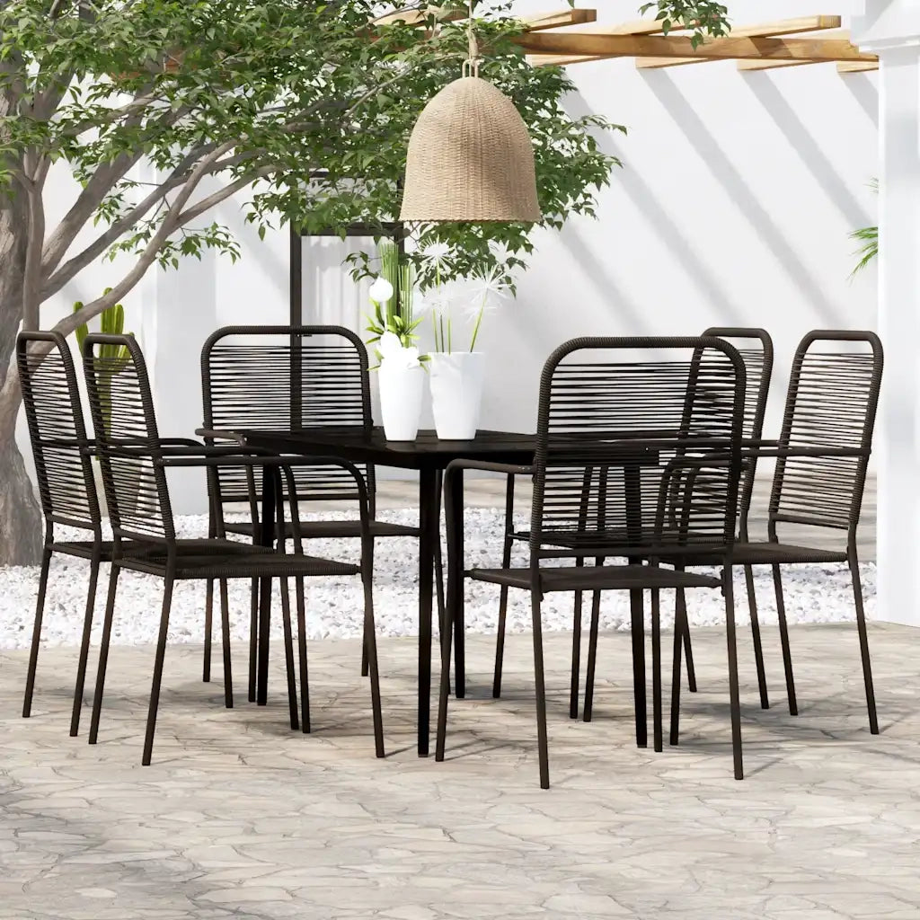 Set Mobili da Pranzo per Giardino 7 pz | Set Salotto da Giardino Nero