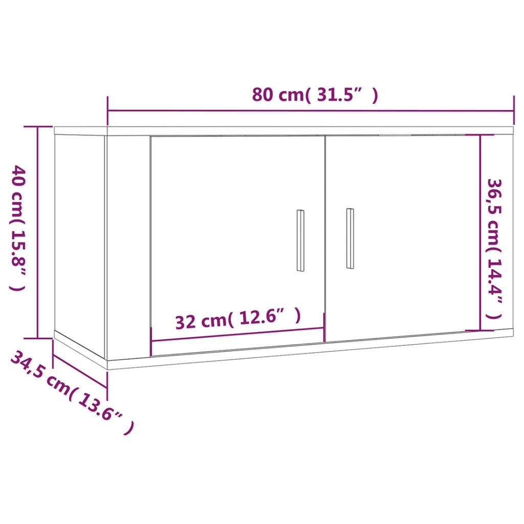 Mobili Porta TV a Parete 3 pz-Credenza per TV Grigio Sonoma 80x34,5x40 cm