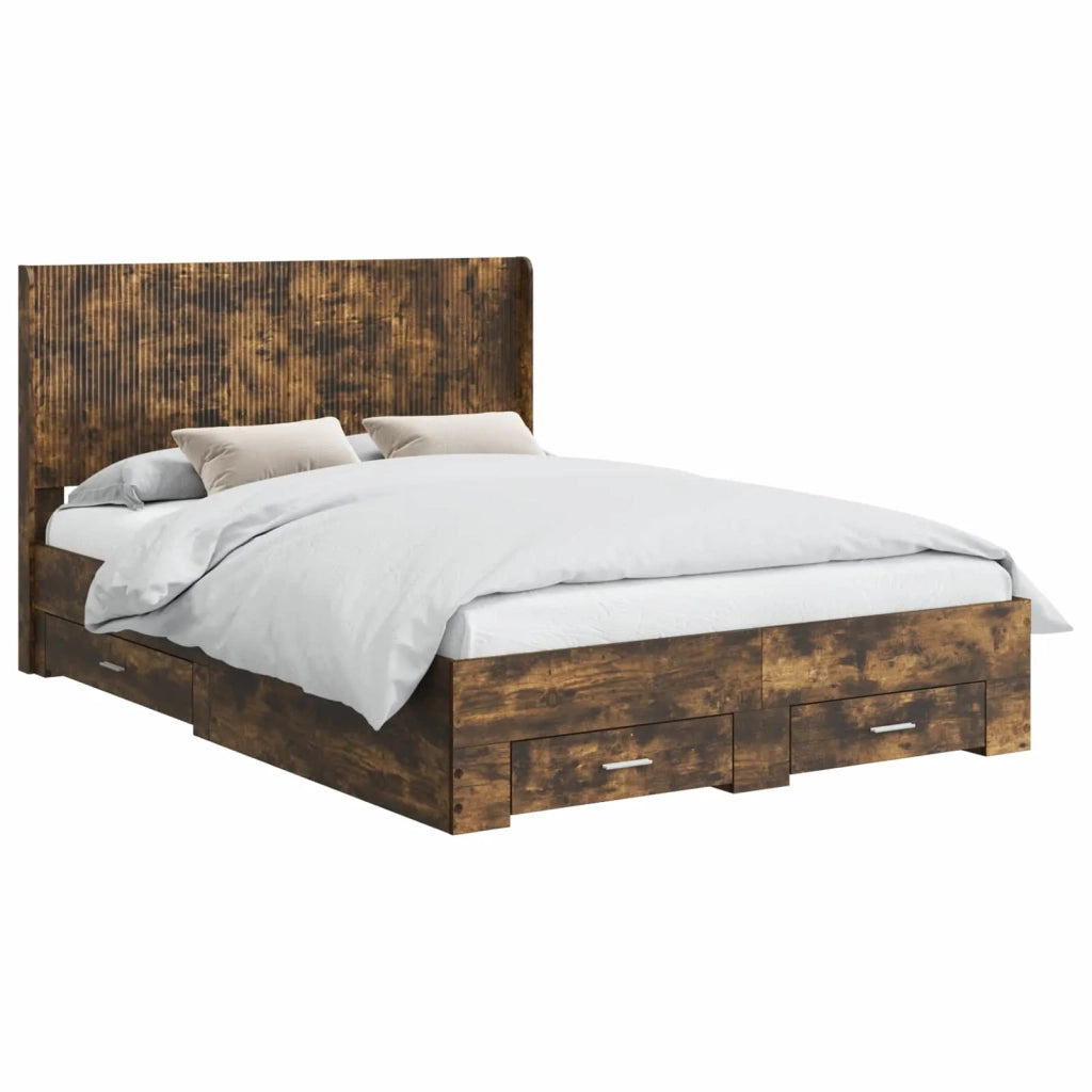 Struttura del letto con stoccaggio e testata Rovere Fumo 3414113