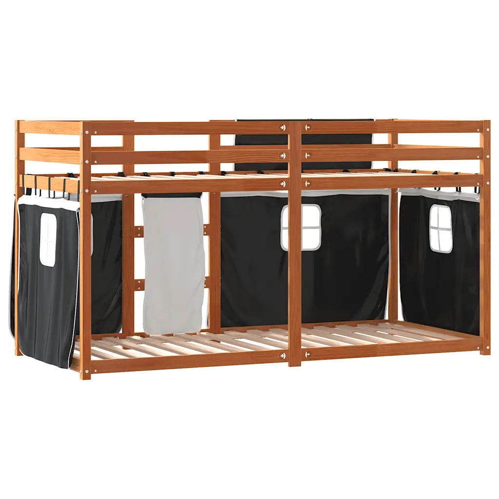 Letto a Castello senza Materasso-Struttura Letto a Castello Bianco e Nero 90x190cm in Pino 208170