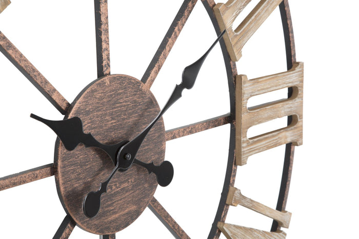 Orologio da Muro Plus Ø71,5x4 cm in Ferro e MDF Marrone