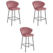 Sgabello Valora GATTA in velluto rosa scuro, design moderno per cucina x3