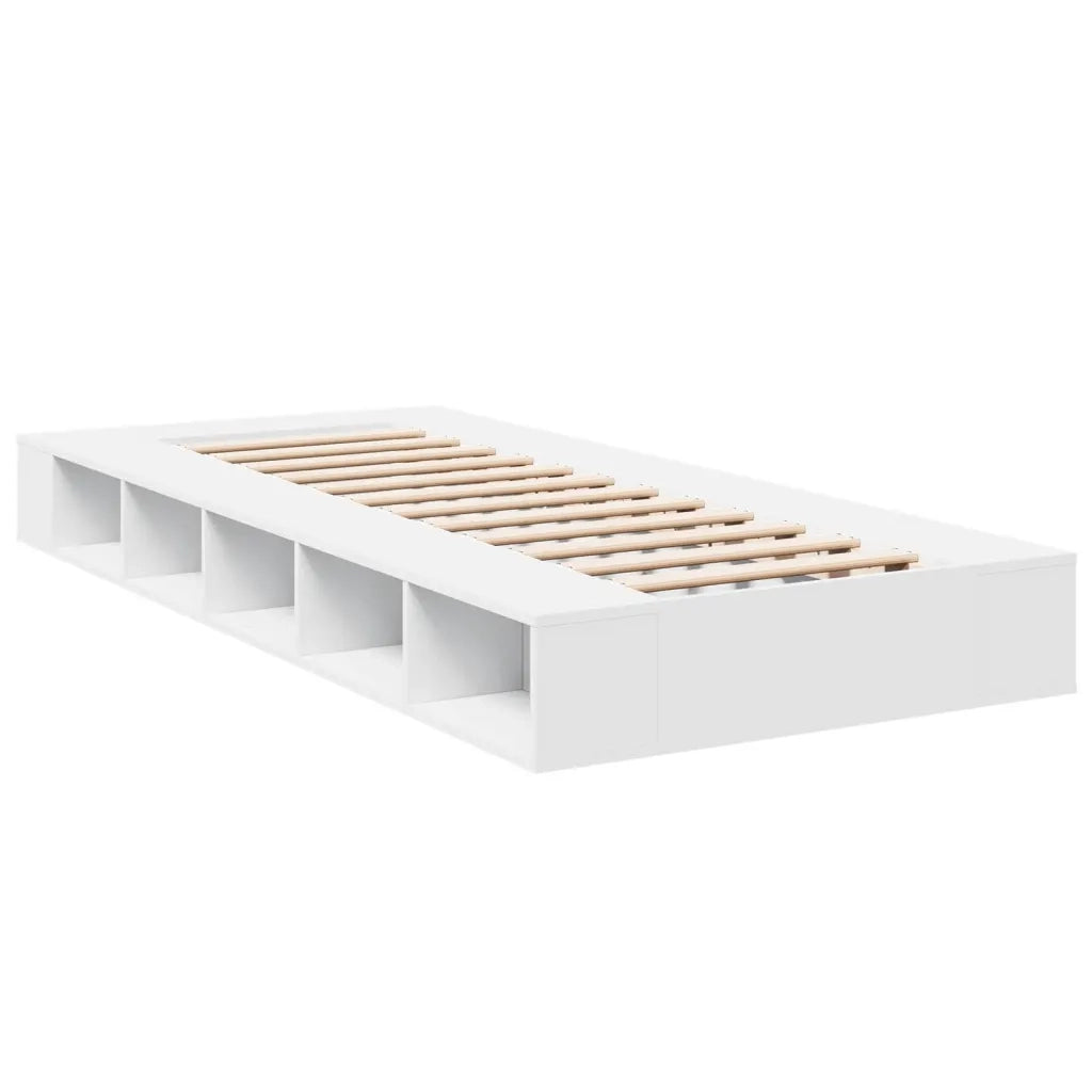 Letto singolo | Letto per adulti | Giroletto Bianco 75x190 cm in Legno Multistrato