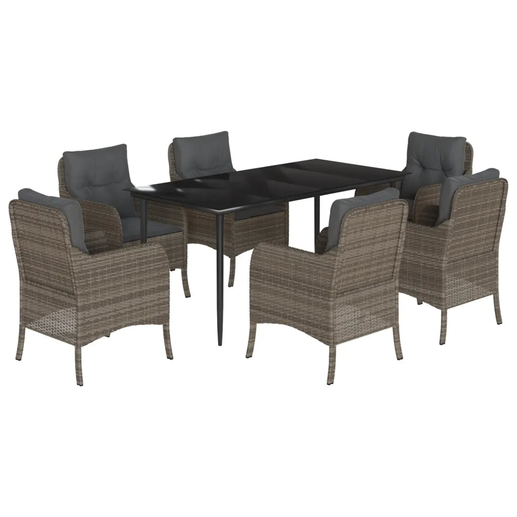 Set da Pranzo da Giardino 7 pz con Cuscini in Polyrattan Grigio 3211952