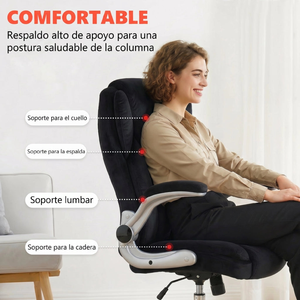 Sedia da Ufficio Ergonomic ¨C zephmum ¨C Schienale Alto, Braccioli Regolabili, Altezza Regolabile, Nero
