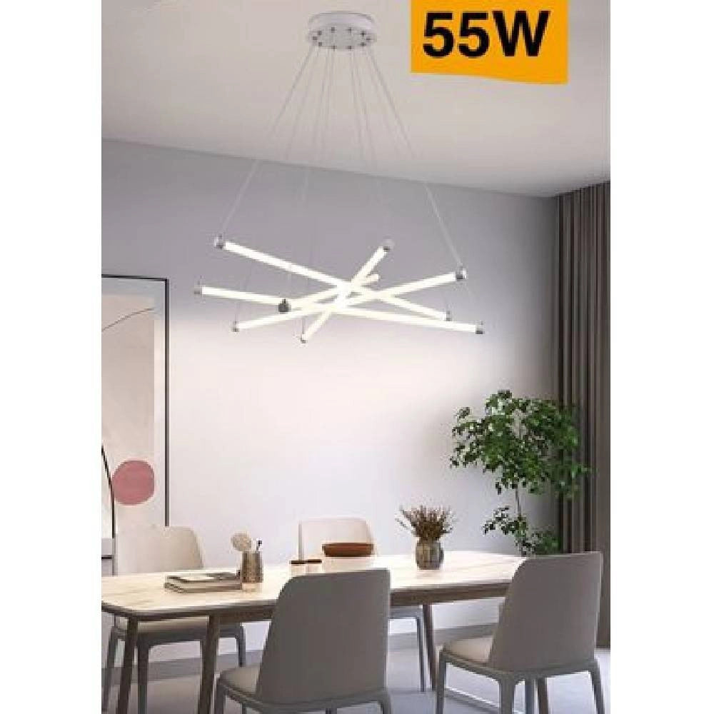 Trade Shop - Lampadario Led Moderno 55w A Sospensione A Raggi Luce Fredda Calda Naturale A05-o -