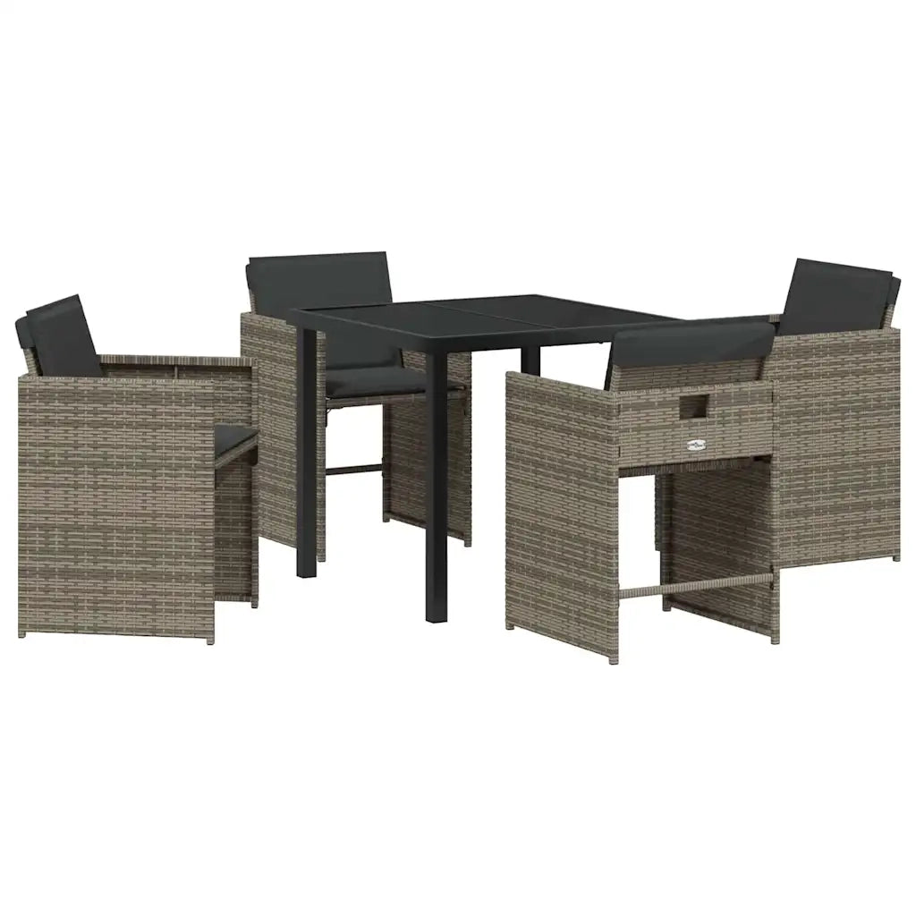Set da Pranzo per Giardino con cuscino 5 pcs Grigio polyrattan 3379980