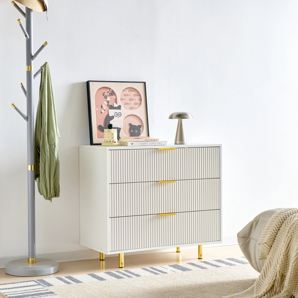 Cassettiera con 3 cassetti - per soggiorno e camera da letto - in MDF - 80x40x72 cm - bianco