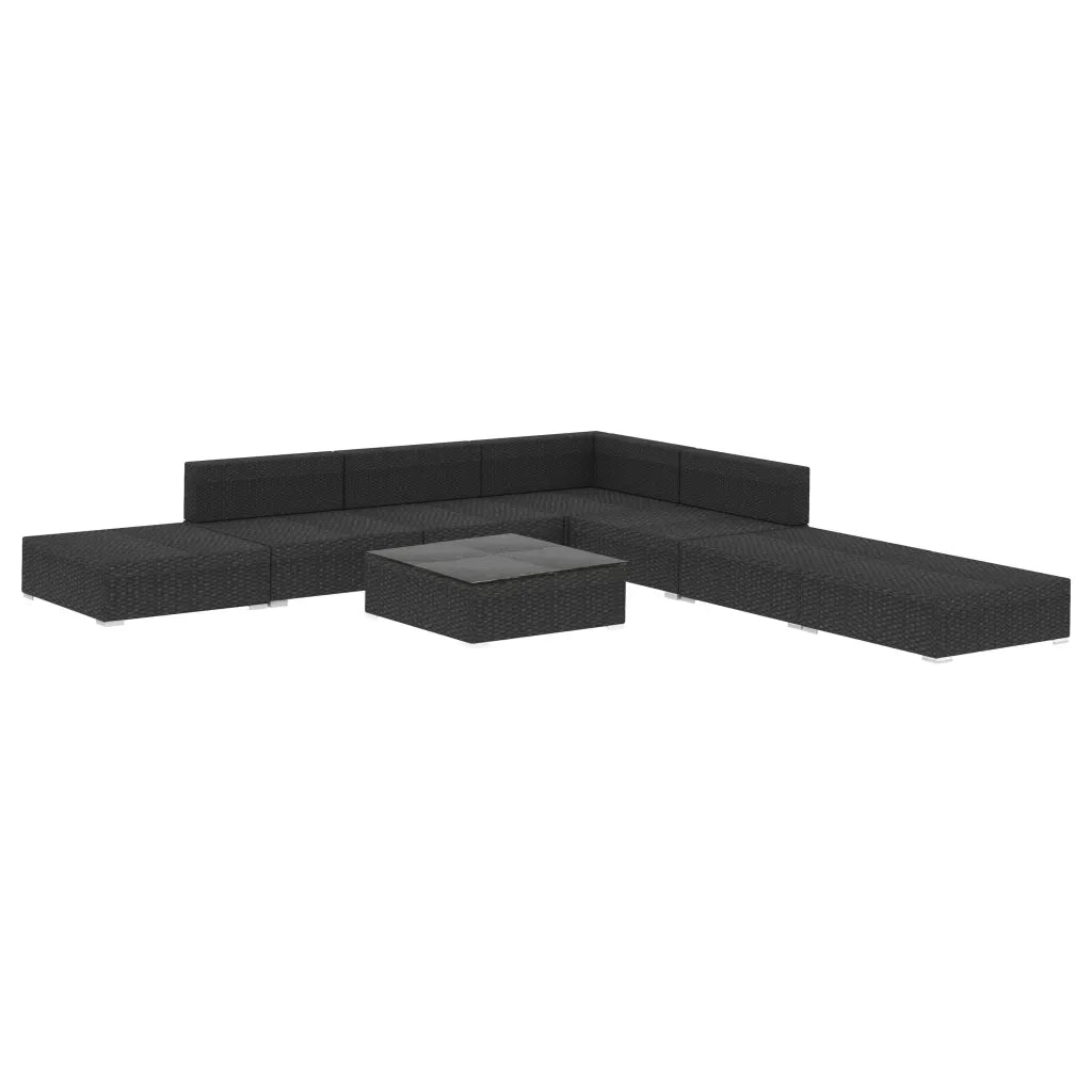 Set Divani da Giardino 8 pz con Cuscini in Polyrattan Nero 46748