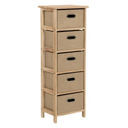 Cassettiera 5 Cassetti Armon 34x25x95 Cm Naturale