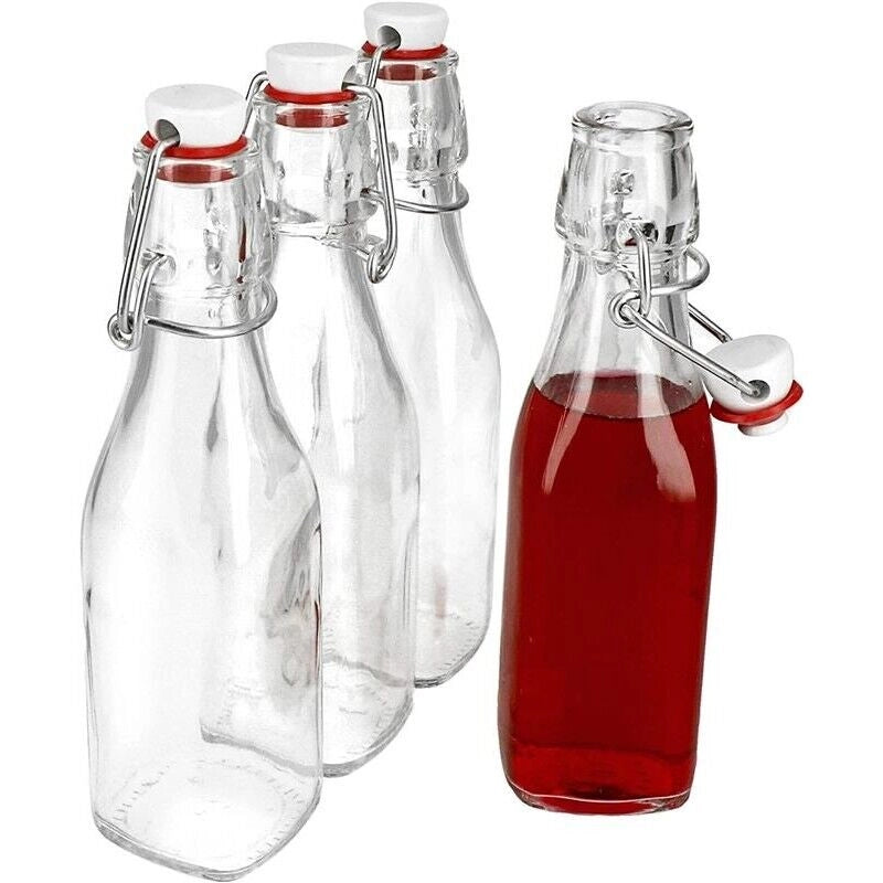 SET 4 BOTTIGLIE IN VETRO SWING CON TAPPO A CHIUSURA ERMETICA 0,250 LT