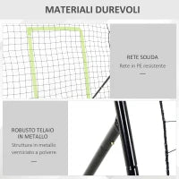 Rebounder per Calcio e Baseball Pieghevole con Zona di Precisione, in PE e Metallo, 123x90x174 cm, Nero